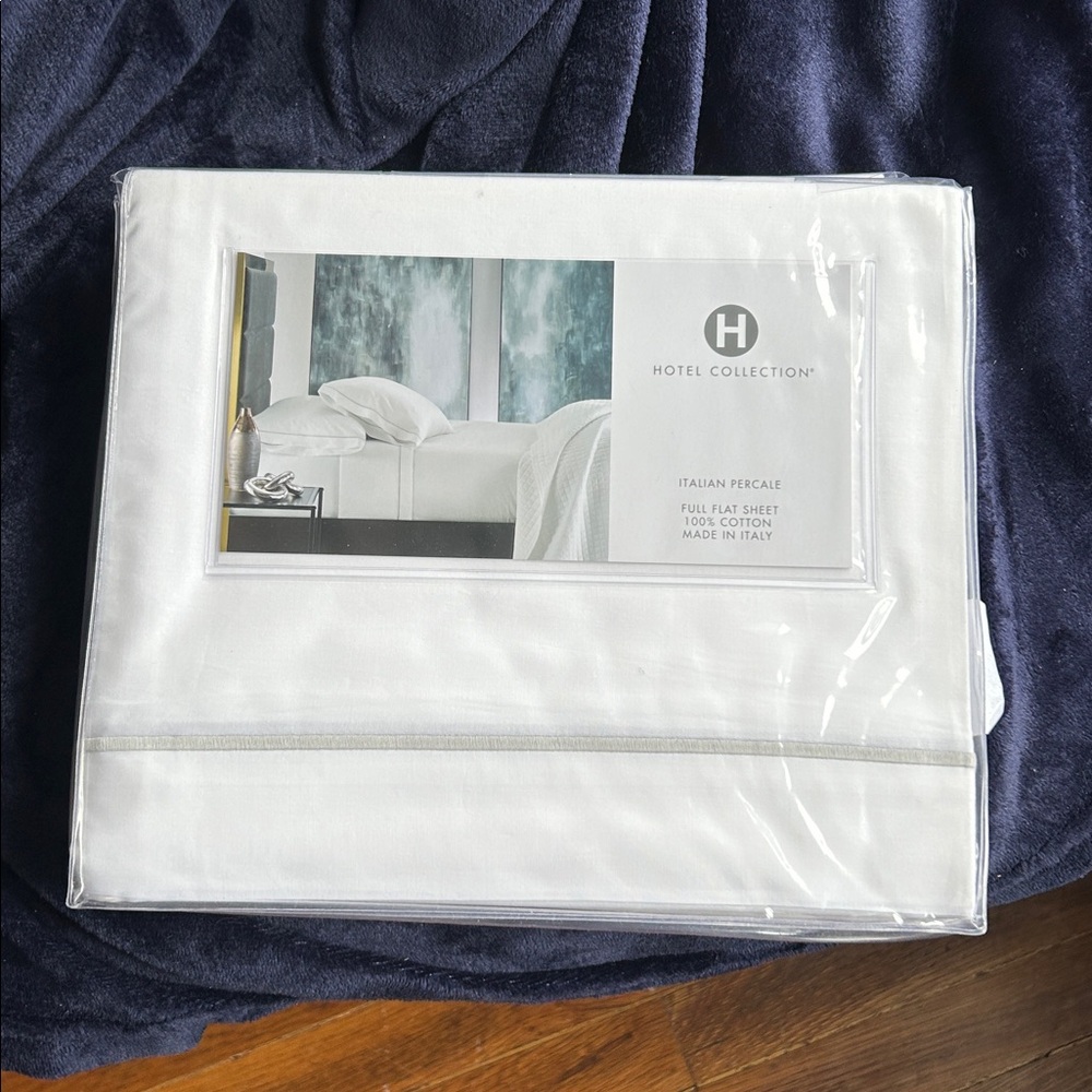 Hotel Collection Italian Percale Full Flat Sheet - Cream new